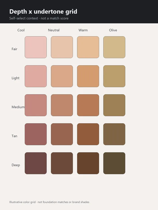Depth by undertone color grid for self-select context