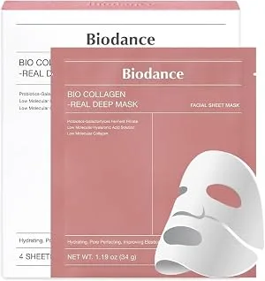 Bio-Collagen Real Deep Mask, Hydrating Overnight Hydrogel Face Mask, Pore Minimizing, Elasticity, Plumping, Travel Essentials & Self Care Gifts for Women, Korean Skin Care | 1.19oz(34g) x 4ea